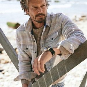 Outerknown Men's Casual Button Down Shirt - Cream and Gray